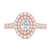 Thumbnail Image 3 of 1-1/2 CT. T.W. Oval Certified Lab-Grown Diamond Double Frame Engagement Ring in 14K Rose Gold (F/VS2)