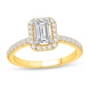 Thumbnail Image 1 of 1-1/2 CT. T.W. Emerald Certified Lab-Grown Diamond Frame Engagement Ring in 14K Gold (F/VS2)