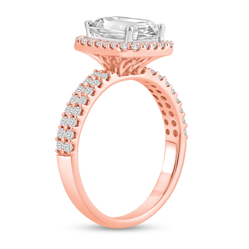Main Image 2 of 2 CT. T.W. Emerald Certified Lab-Grown Diamond Frame Engagement Ring in 14K Rose Gold (F/VS2)