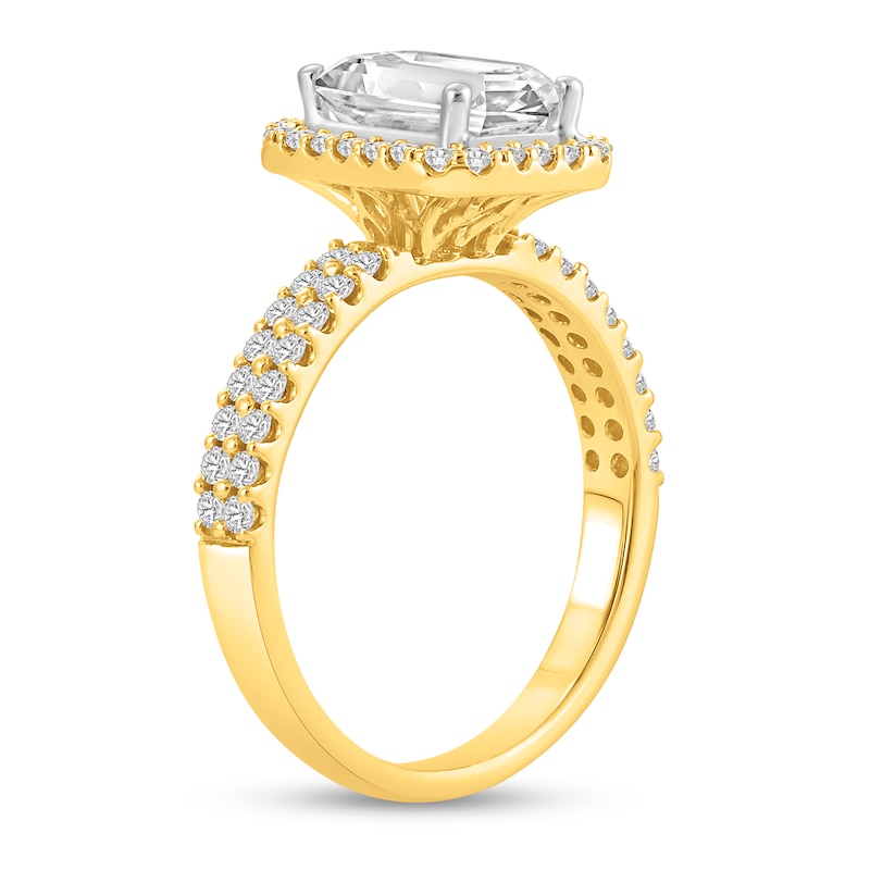 Main Image 2 of 2 CT. T.W. Emerald Certified Lab-Grown Diamond Frame Engagement Ring in 14K Gold (F/VS2)