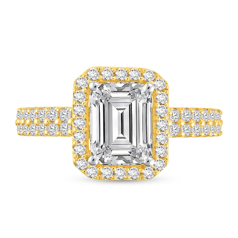 Main Image 3 of 2 CT. T.W. Emerald Certified Lab-Grown Diamond Frame Engagement Ring in 14K Gold (F/VS2)