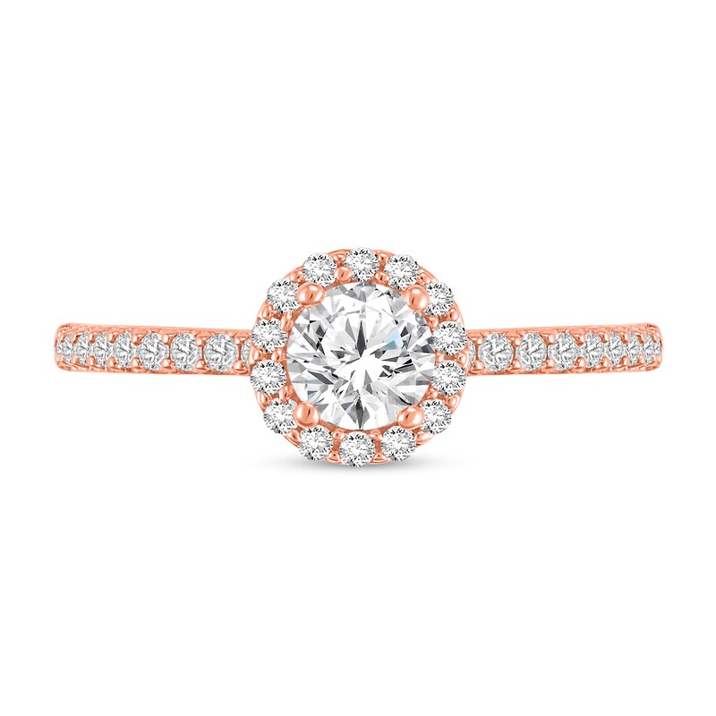 Main Image 3 of 3/4 CT. T.W. Certified Lab-Grown Diamond Frame Engagement Ring in 14K Rose Gold (F/VS2)
