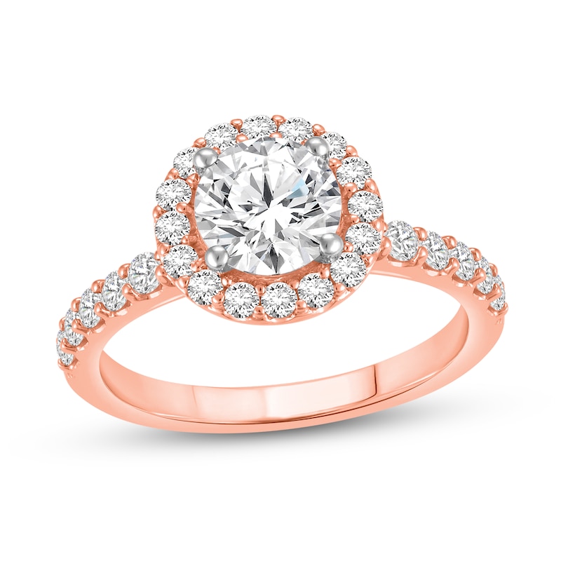 Main Image 1 of 2-1/4 CT. T.W. Certified Lab-Grown Diamond Frame Engagement Ring in 14K Rose Gold (F/VS2)
