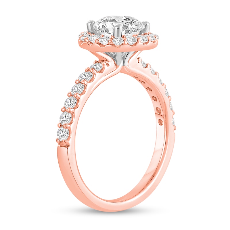 Main Image 2 of 2-1/4 CT. T.W. Certified Lab-Grown Diamond Frame Engagement Ring in 14K Rose Gold (F/VS2)