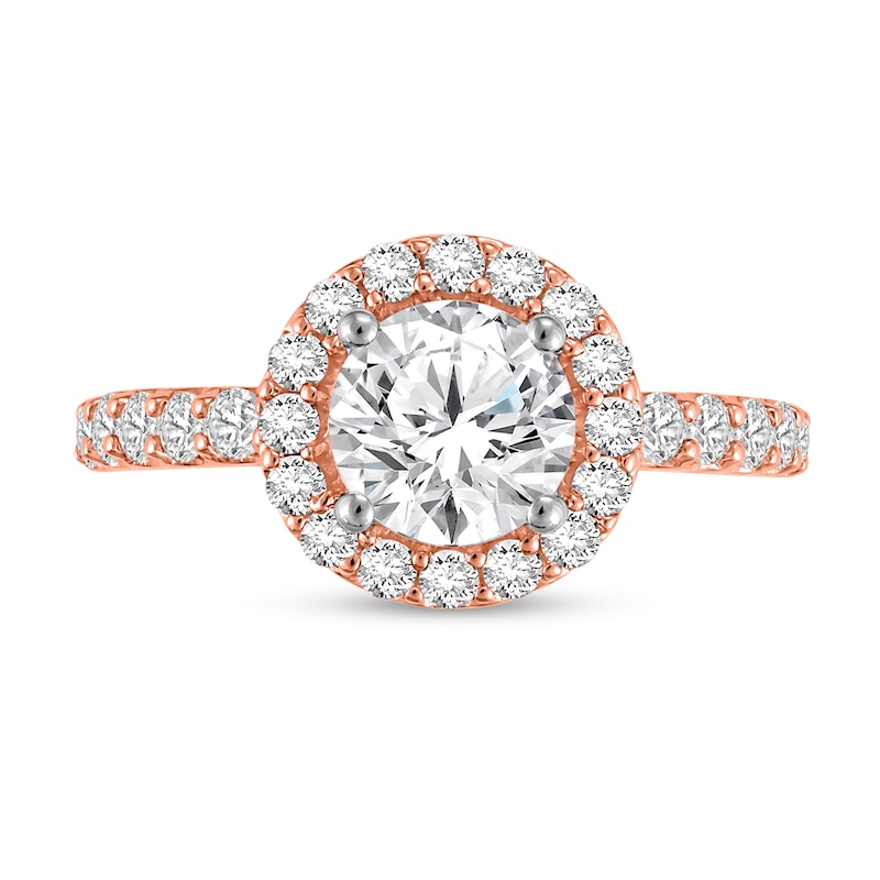 Main Image 3 of 2-1/4 CT. T.W. Certified Lab-Grown Diamond Frame Engagement Ring in 14K Rose Gold (F/VS2)