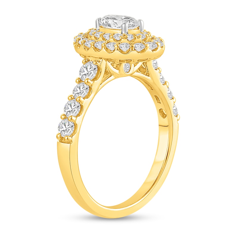 1-1/2 CT. T.W. Oval Certified Lab-Created Diamond Double Frame Engagement Ring in 14K Gold (F/VS2)