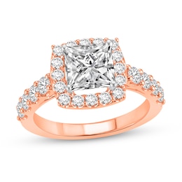 2-1/2 CT. T.W. Princess Certified Lab-Grown Diamond Cushion Frame Engagement Ring in 14K Rose Gold (F/VS2)