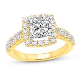 2-1/2 CT. T.W. Princess Certified Lab-Grown Diamond Cushion Frame Engagement Ring in 14K Gold (F/VS2)