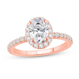 1-1/2 CT. T.W. Oval Certified Lab-Grown Diamond Frame Engagement Ring in 14K Rose Gold (F/VS2)