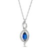 Thumbnail Image 1 of Marquise Blue Sapphire and 1/20 CT. T.W. Diamond Infinity Flame Pendant in 10K White Gold