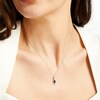 Thumbnail Image 2 of Marquise Blue Sapphire and 1/20 CT. T.W. Diamond Infinity Flame Pendant in 10K White Gold