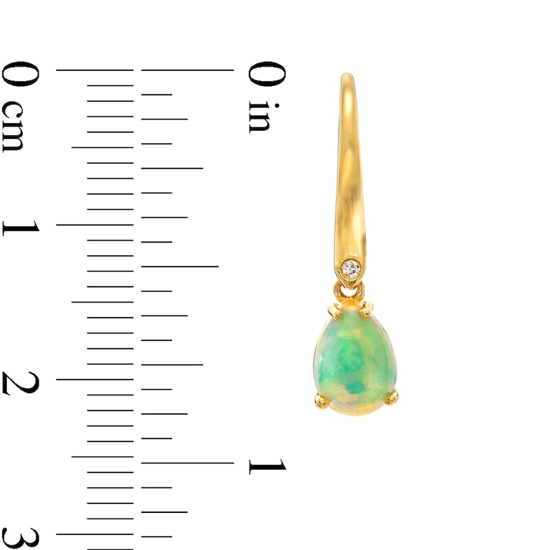 Main Image 3 of Pear-Shaped Opal and Diamond Accent Dangle Drop Earrings in 10K Gold