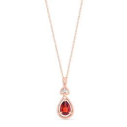 Pear-Shaped Garnet and Diamond Accent Open Frame Knot Pendant in 10K Rose Gold