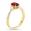 Thumbnail Image 3 of Oval Garnet, Freshwater Cultured Pearl and Diamond Accent Three Stone Ring in 10K Gold