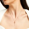 Thumbnail Image 2 of Oval Morganite and White Lab-Created Sapphire Scroll-Top Key Pendant in Sterling Silver with 14K Rose Gold Plate