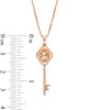 Thumbnail Image 3 of Oval Morganite and White Lab-Created Sapphire Scroll-Top Key Pendant in Sterling Silver with 14K Rose Gold Plate