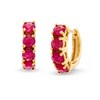 Thumbnail Image 0 of Ruby Huggie Hoop Earrings in 10K Gold