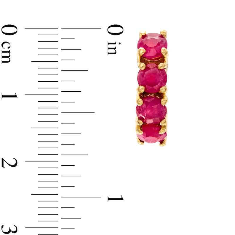 Main Image 3 of Certified Ruby Huggie Hoop Earrings in 10K Gold