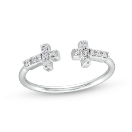 1/6 CT. T.W. Diamond Double Cross Ring in 10K White Gold