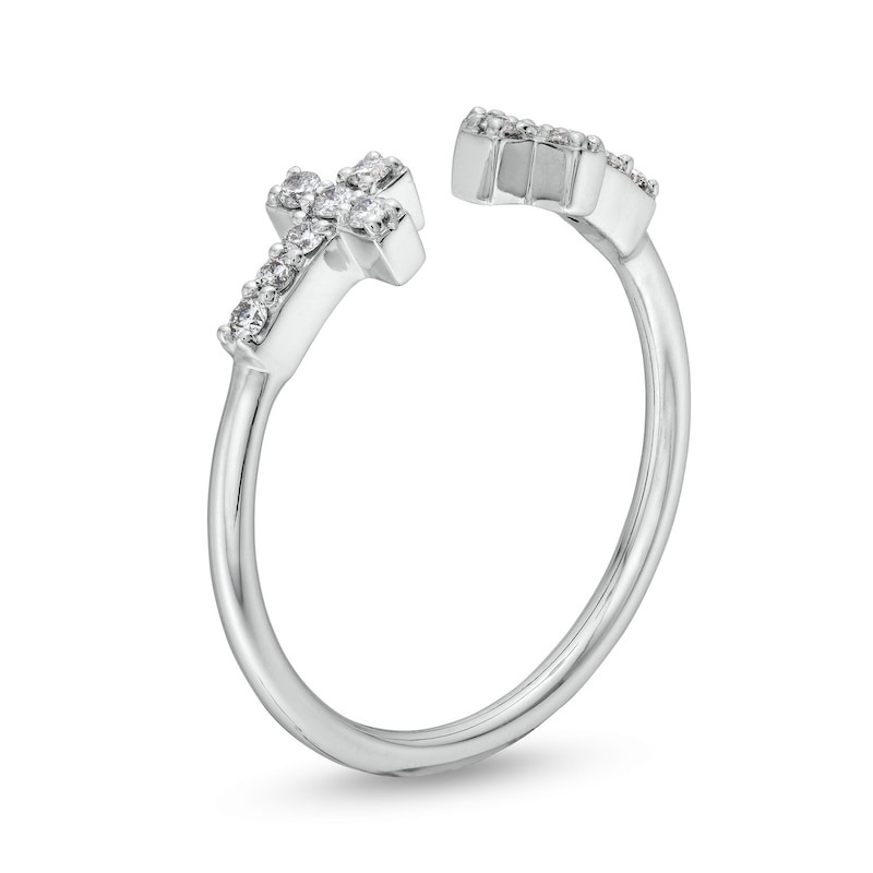 Main Image 3 of 1/6 CT. T.W. Diamond Double Cross Ring in 10K White Gold