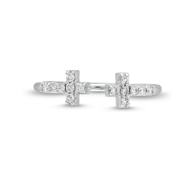 Main Image 4 of 1/6 CT. T.W. Diamond Double Cross Ring in 10K White Gold