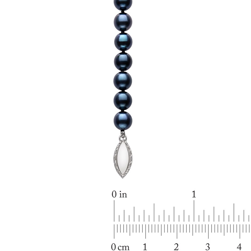 6.0mm Black Cultured Akoya Pearl Strand Necklace with Sterling Silver Clasp