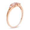 Thumbnail Image 2 of Oval and Pear-Shaped Morganite with Diamond Accent Three Stone Ring in 10K Rose Gold