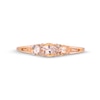 Thumbnail Image 4 of Oval and Pear-Shaped Morganite with Diamond Accent Three Stone Ring in 10K Rose Gold