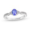 Thumbnail Image 1 of Oval Tanzanite and White Lab-Created Sapphire Tri-Sides Vintage-Style Ring in Sterling Silver