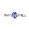 Thumbnail Image 4 of Oval Tanzanite and White Lab-Created Sapphire Tri-Sides Vintage-Style Ring in Sterling Silver