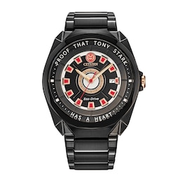 Men's Citizen Eco-Drive® Tony Stark &quot;I Love You 3000&quot; Black IP Watch with Black Dial (Model: AW1019-52W)