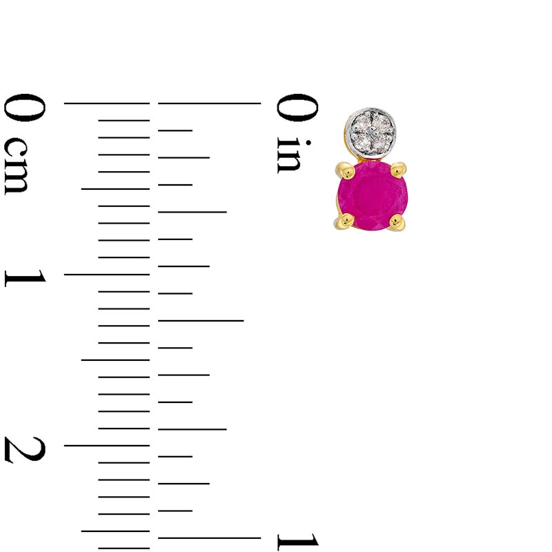 Main Image 3 of Certified Ruby and Diamond Accent Stacked Stud Earrings in 10K Gold