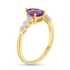 Thumbnail Image 3 of Pear-Shaped Amethyst and White Lab-Created Sapphire Trio Ring in Sterling Silver with 14K gold Plate
