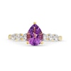 Thumbnail Image 4 of Pear-Shaped Amethyst and White Lab-Created Sapphire Trio Ring in Sterling Silver with 14K gold Plate