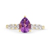 Thumbnail Image 3 of Pear-Shaped Amethyst and White Lab-Created Sapphire Trio Ring in Sterling Silver with 14K gold Plate