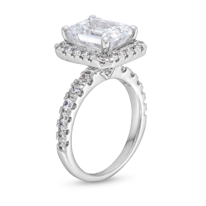 4 CT. T.W. Emerald-Cut Certified Lab-Created Diamond Frame Engagement Ring in 14K White Gold (F/VS2)