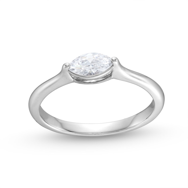 Main Image 1 of 1/3 CT. Marquise Diamond Sideways Solitaire Engagement Ring in 14K White Gold (I/I1)