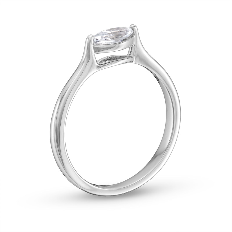 Main Image 3 of 1/3 CT. Marquise Diamond Sideways Solitaire Engagement Ring in 14K White Gold (I/I1)