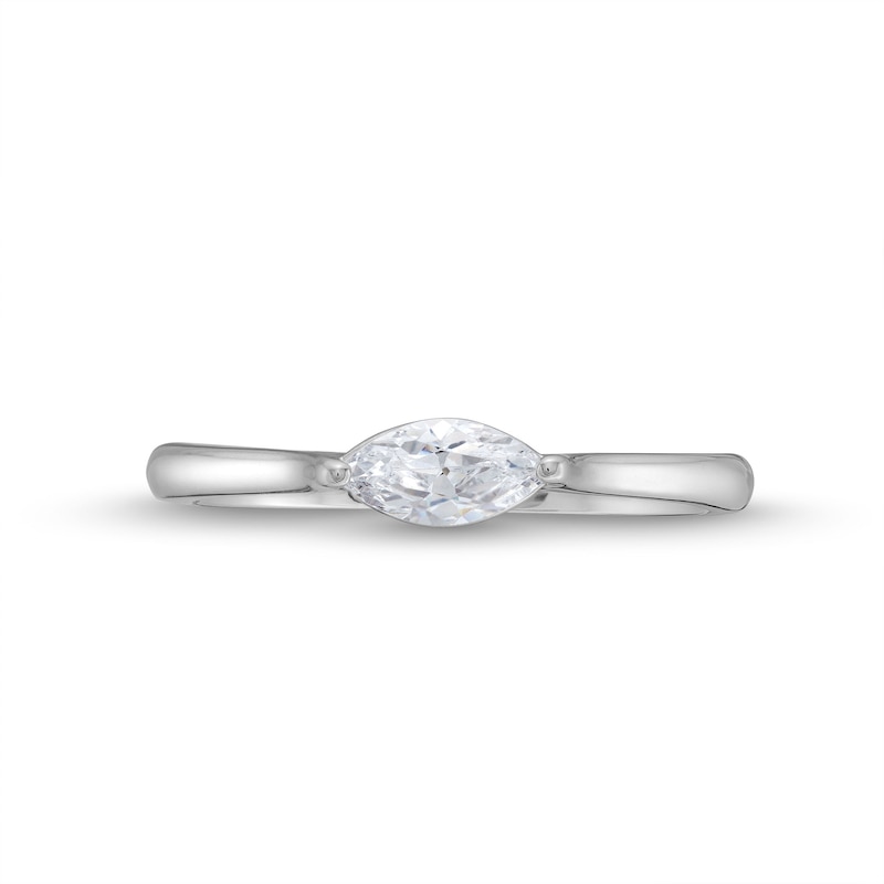 Main Image 4 of 1/3 CT. Marquise Diamond Sideways Solitaire Engagement Ring in 14K White Gold (I/I1)