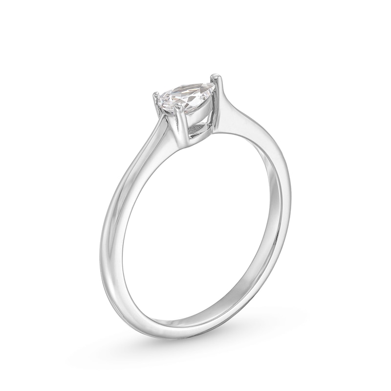 Main Image 3 of 1/4 CT. Pear-Shaped Diamond Sideways Solitaire Engagement Ring in 14K White Gold (I/I1)
