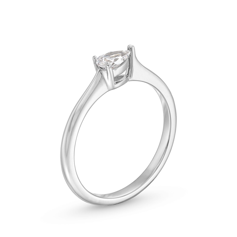 1/4 CT. Pear-Shaped Diamond Sideways Solitaire Engagement Ring in 14K White Gold (I/I1)