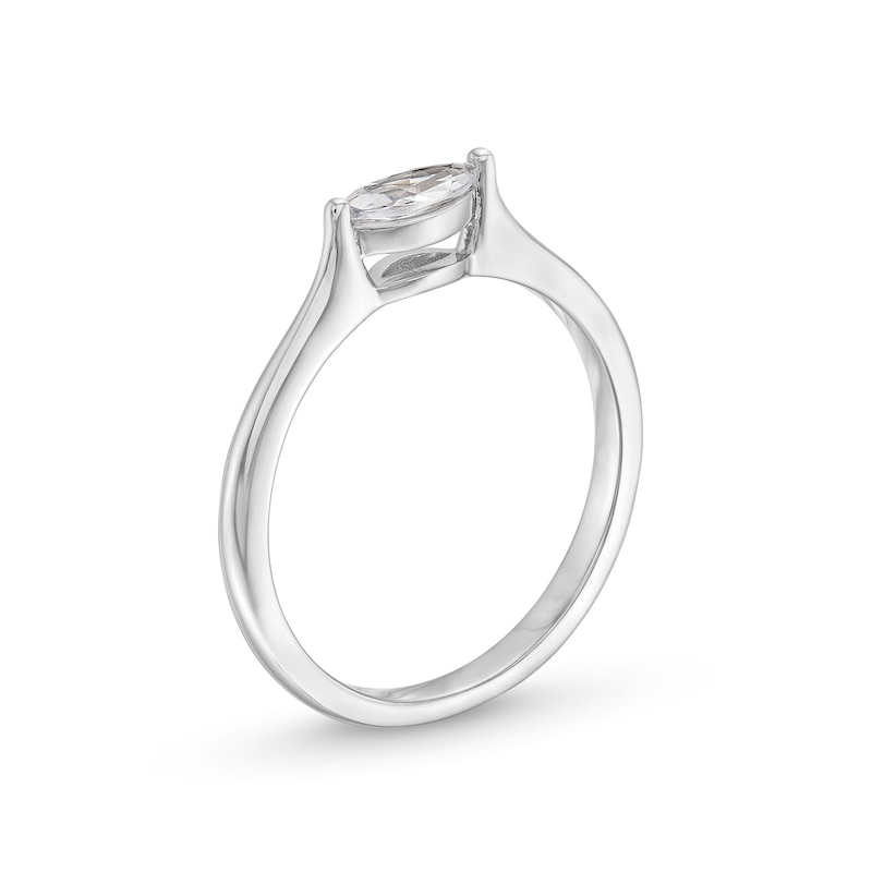 1/4 CT. Marquise Diamond Sideways Solitaire Engagement Ring in 14K White Gold (I/I1)