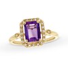 Thumbnail Image 1 of Princess-Cut Amethyst and 1/10 CT. T.W. Diamond Open Octagon Frame Ring in 10K Gold
