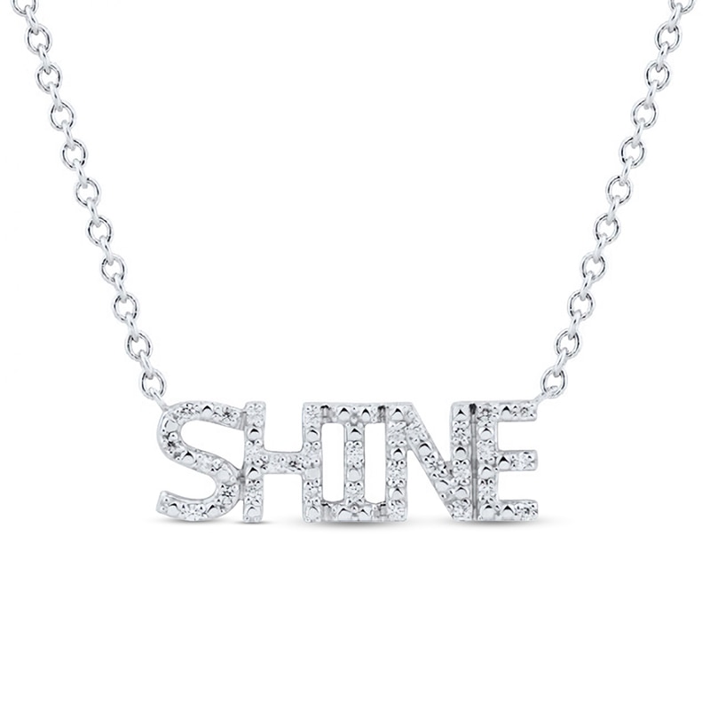 Main Image 1 of 1/10 CT. T.W. Diamond "SHINE" Necklace in Sterling Silver - 17.78"