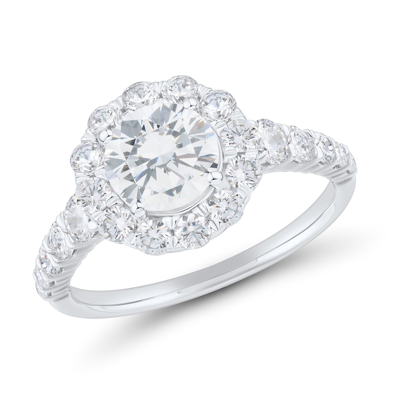Main Image 2 of 2-1/4 CT. T.W. Diamond Flower Frame Engagement Ring in 14K White Gold