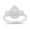 Thumbnail Image 1 of 3/4 CT. T.W. Pear-Shaped Diamond Past Present Future® Double Frame Engagement Ring in 14K White Gold