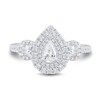 Thumbnail Image 3 of 3/4 CT. T.W. Pear-Shaped Diamond Past Present Future® Double Frame Engagement Ring in 14K White Gold