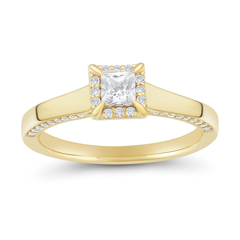 Main Image 1 of 1/2 CT. T.W. Princess-Cut Diamond Square Frame Engagement Ring in 14K Gold