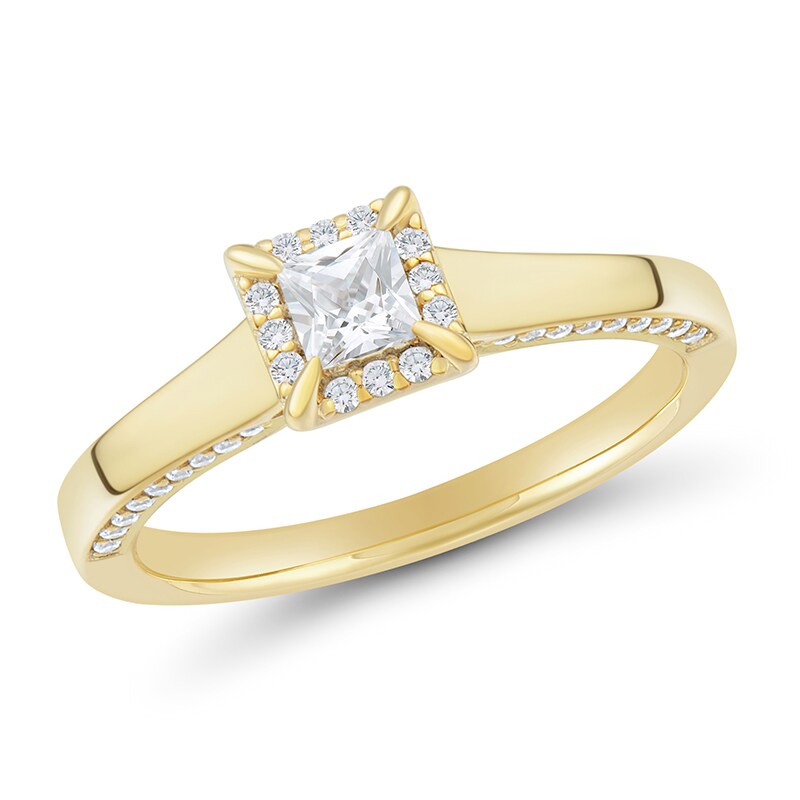 Main Image 2 of 1/2 CT. T.W. Princess-Cut Diamond Square Frame Engagement Ring in 14K Gold