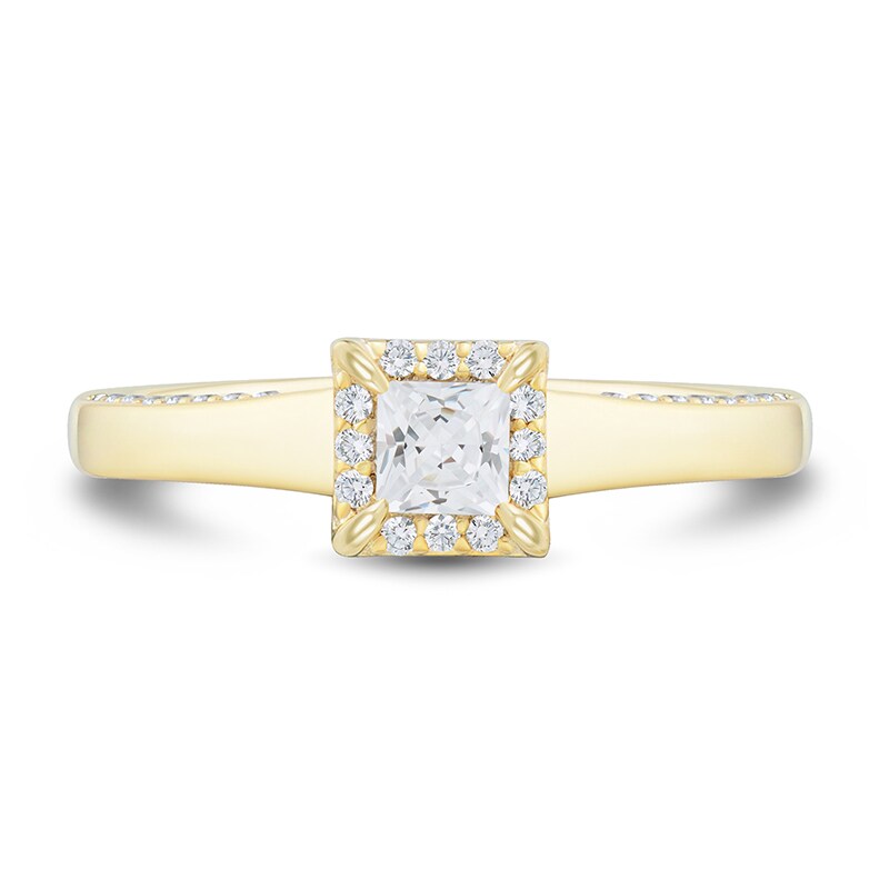 Main Image 3 of 1/2 CT. T.W. Princess-Cut Diamond Square Frame Engagement Ring in 14K Gold
